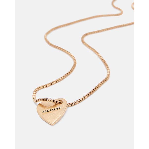 Allsaints Australia Womens Heart Gold-Tone Logo Necklace Brass AU96-932